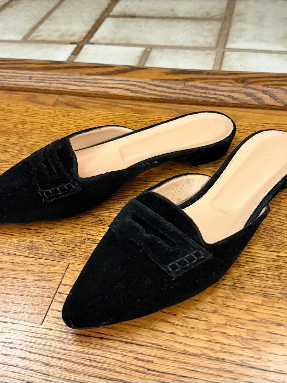 J. Crew Black Velvet Loafer Mules 9.5US